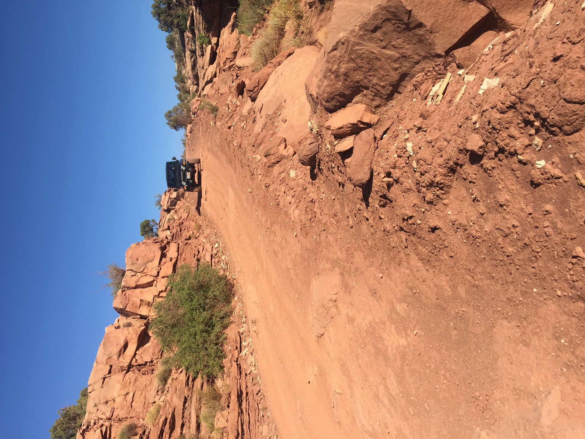 Driving our Jeep down a dirt road near Moab, UT