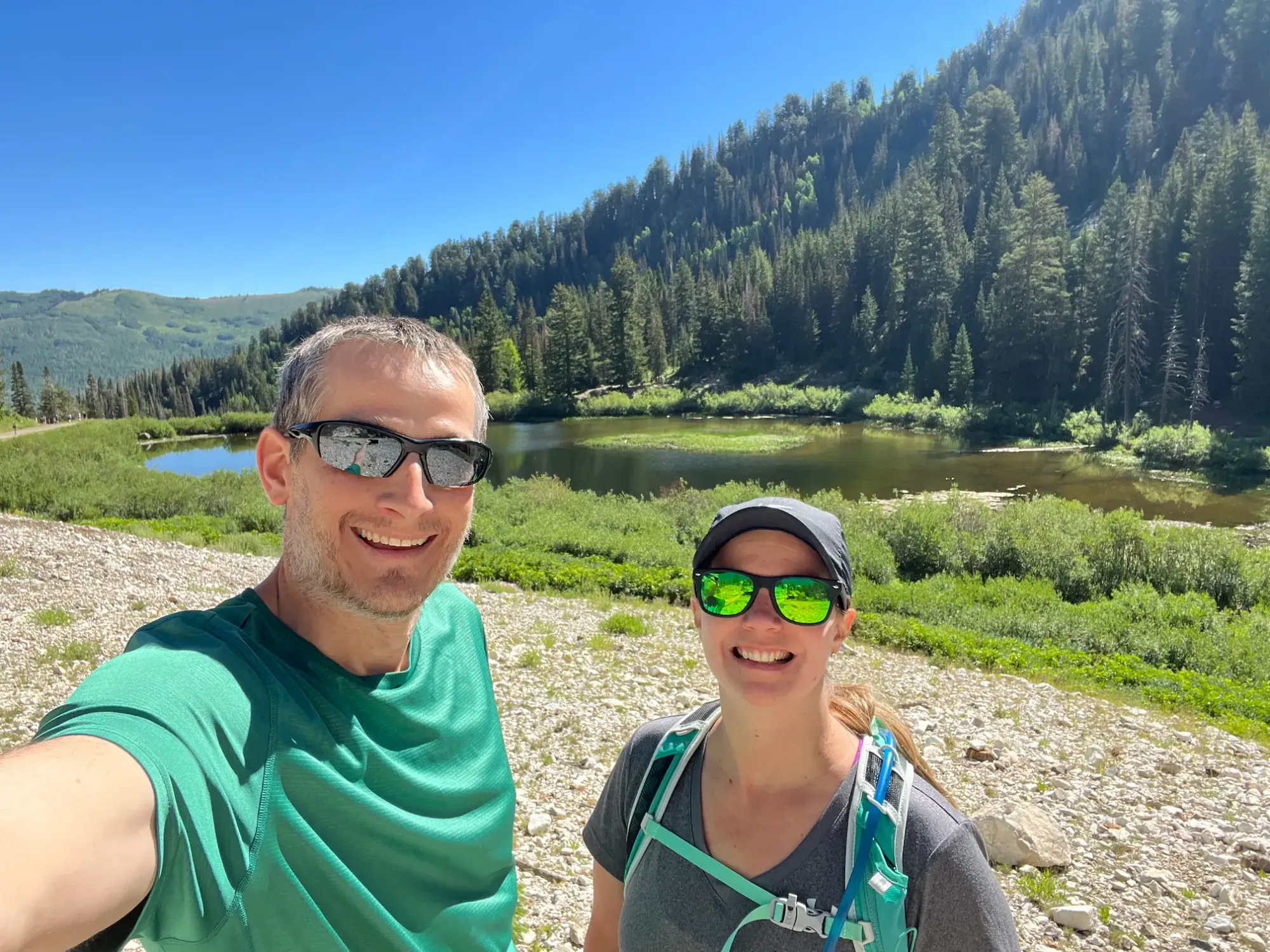 Keith is hiking with Lindsey near Solitude Mountain Resort