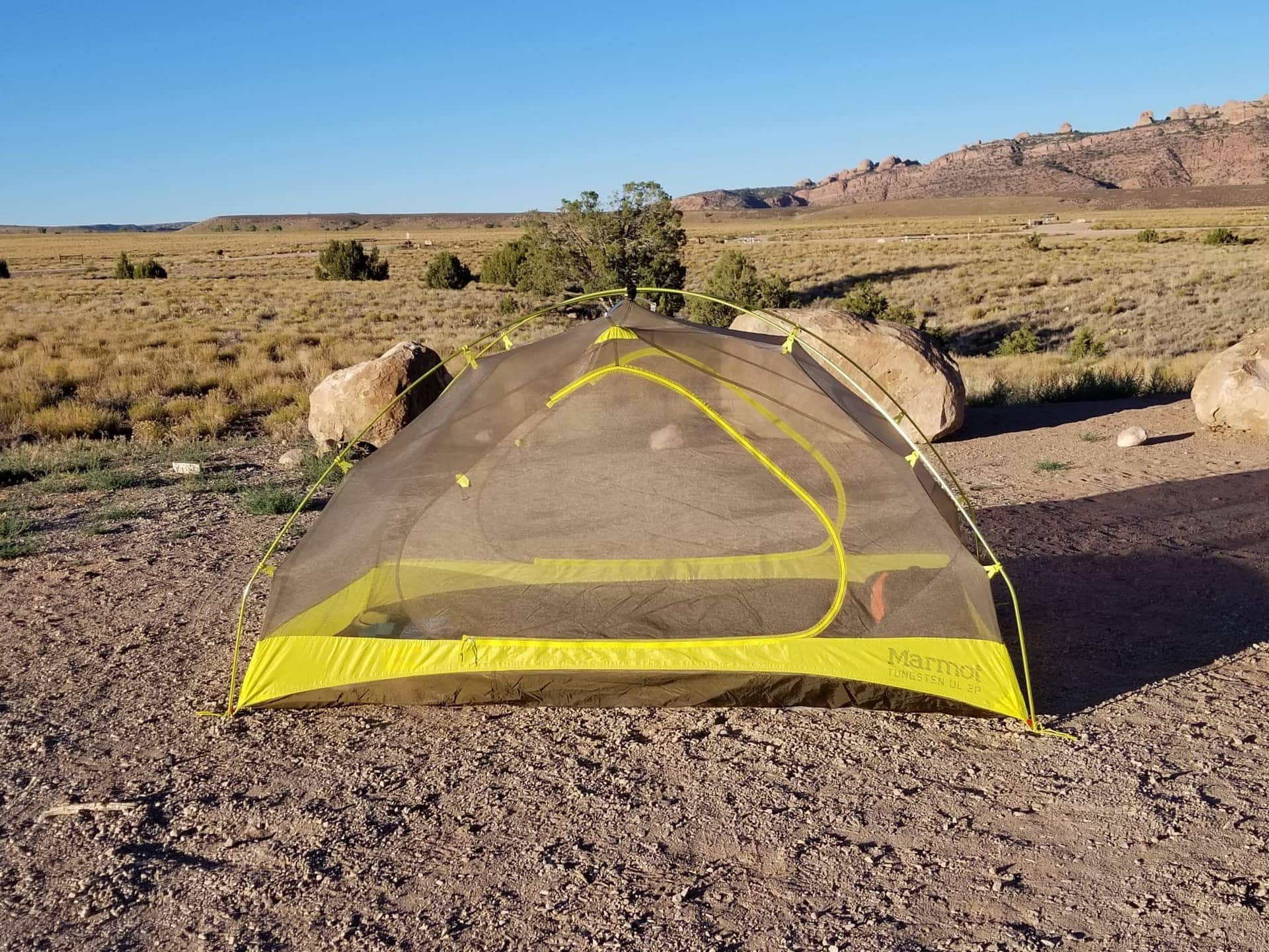 Our tent is set up at Ken's Lake Campground in Moab, UT