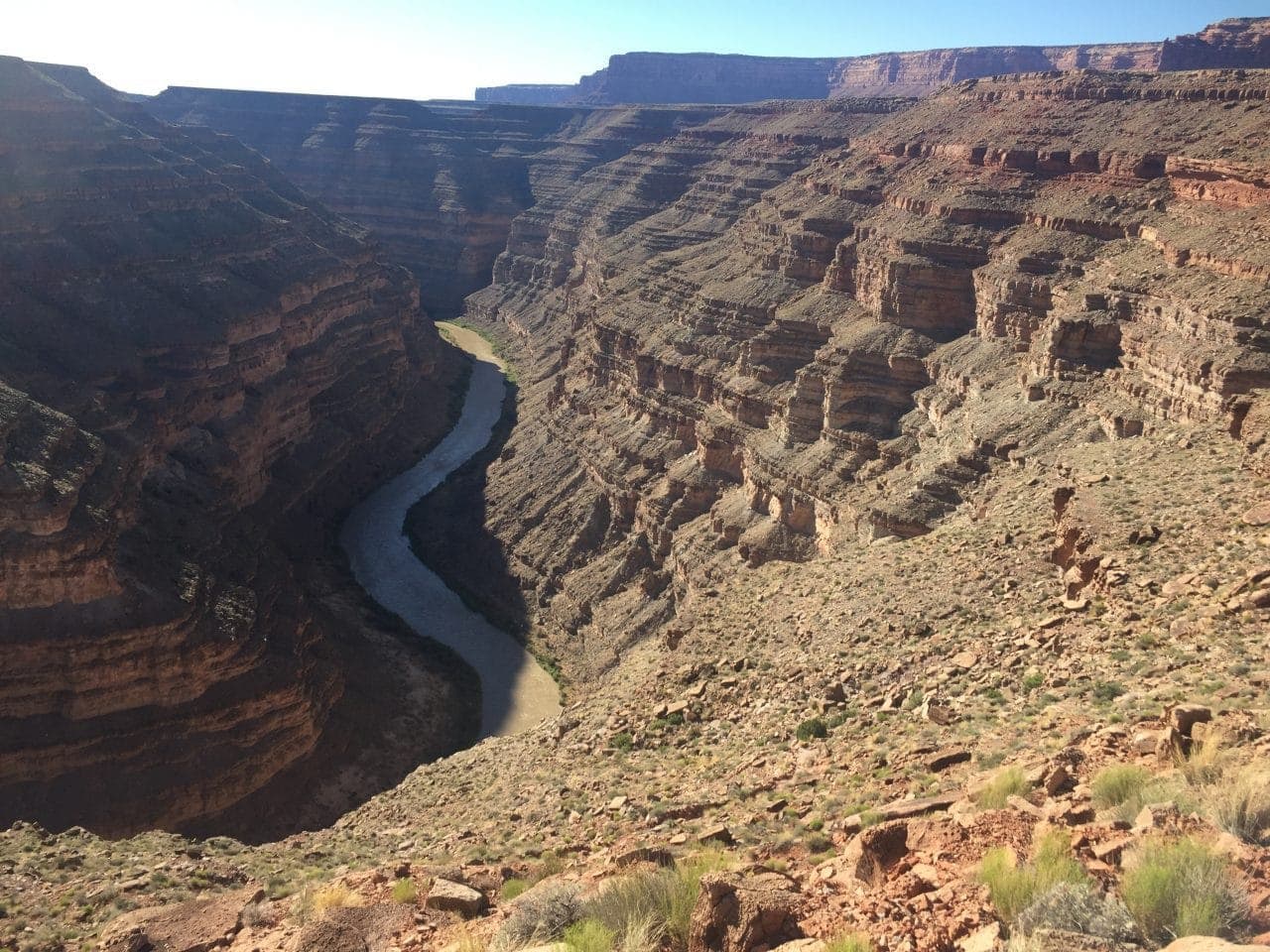 Looking down into the canyon below