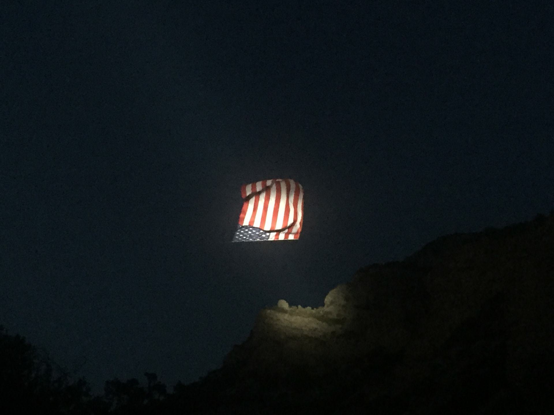 Flying the "Big Betsy" flag at the mouth of Grove Creek Canyon