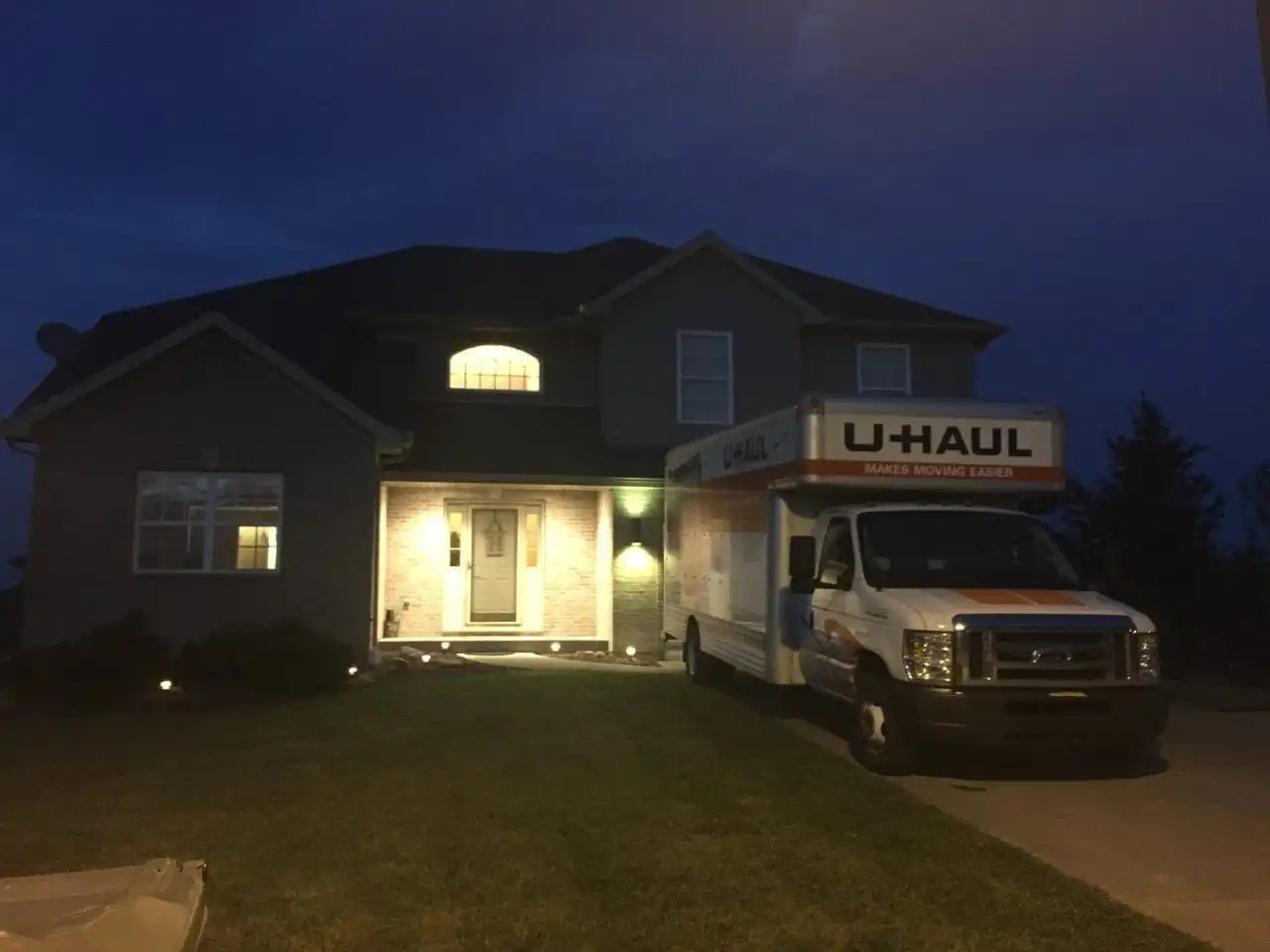 The U-haul truck parked in front of our house in Indiana