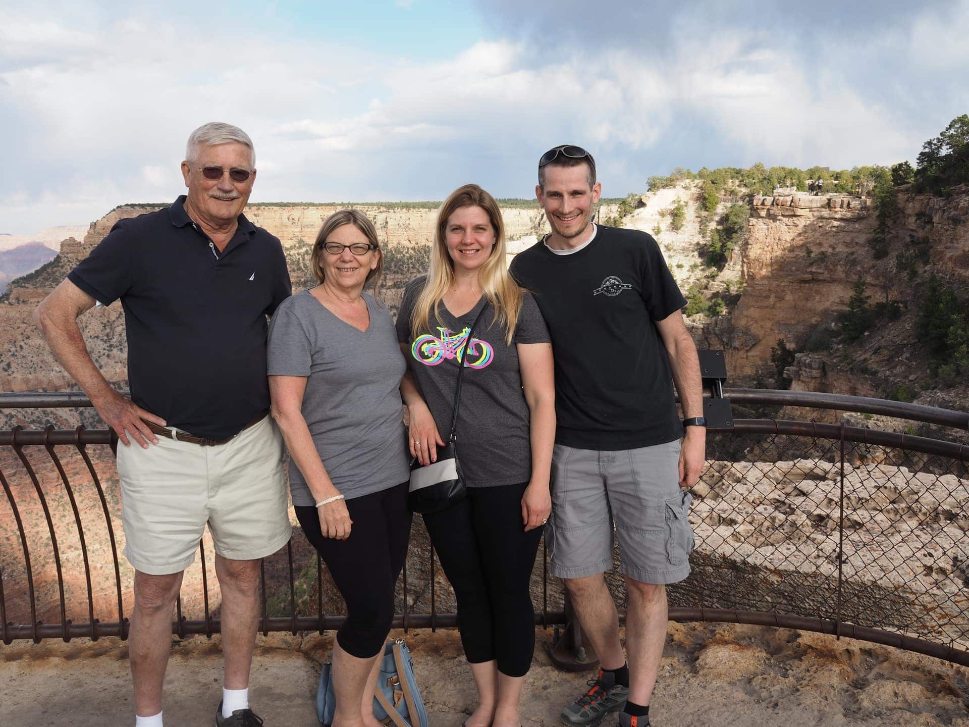 Family photo with John and Marilyn at the Grand Canyon