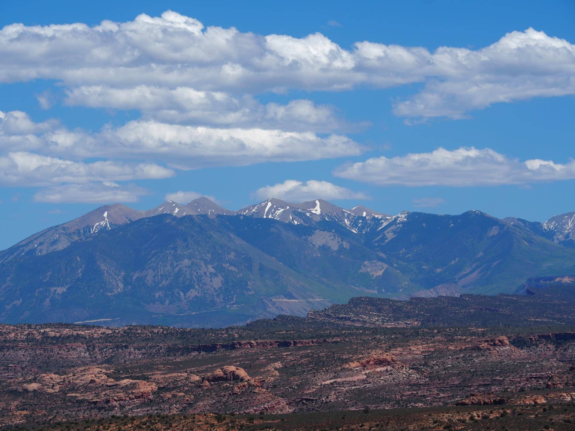 The La Sal Mountains as seen from Arches National Park