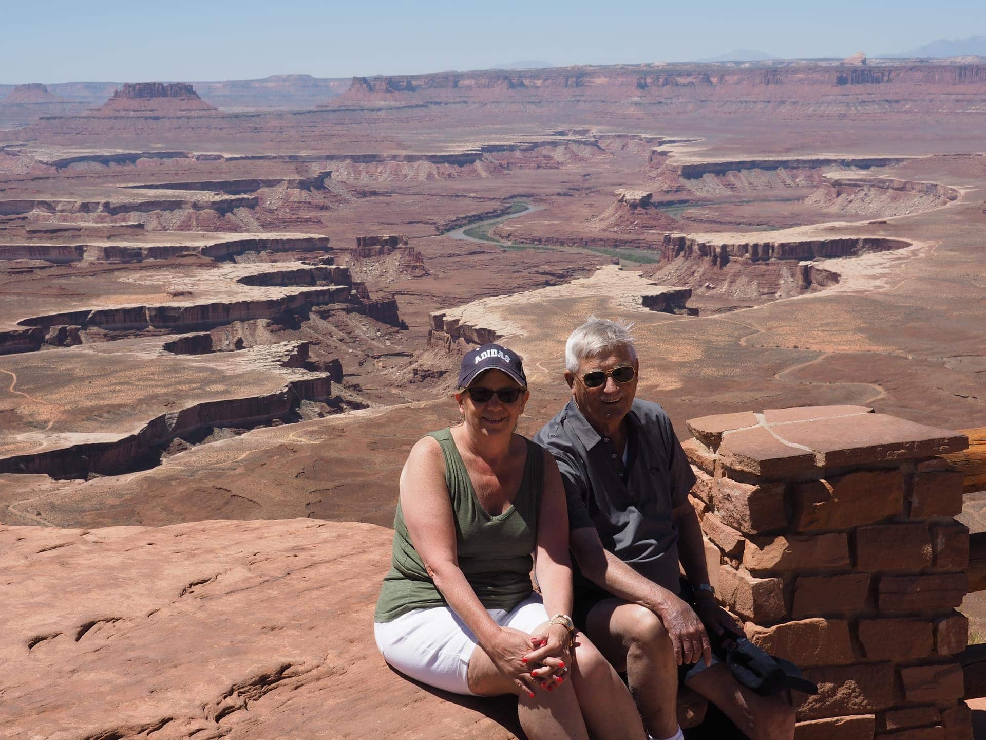 Marilyn and John at Grandview Point in Canyonlands National Park