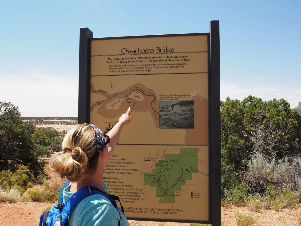 Lindsey is reviewing the park trail map