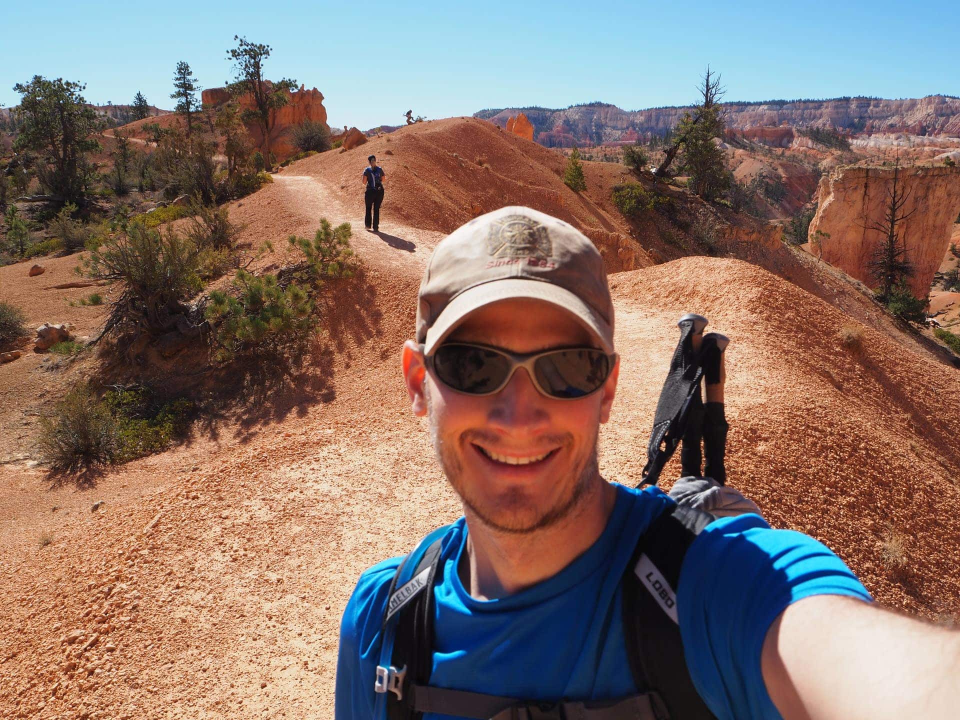 Keith is taking a selfie on the meandering Fairyland Loop trail