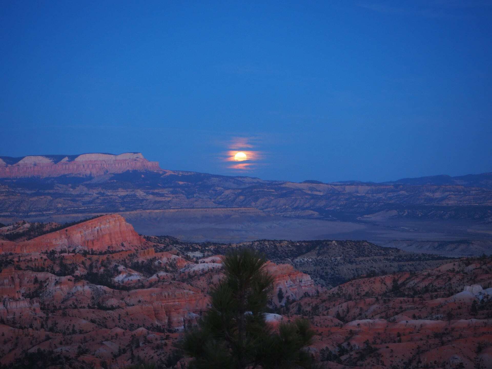 The full moon rising over Bryce Canyon National Park
