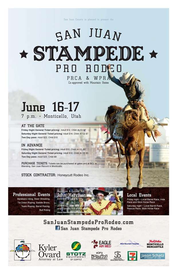 Flyer for the San Juan Stampede Rodeo