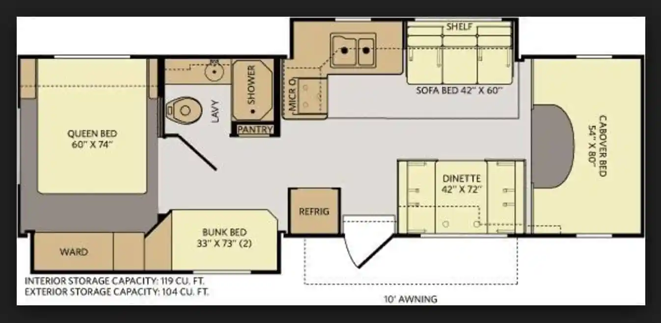 The floorplan of our new motorhome