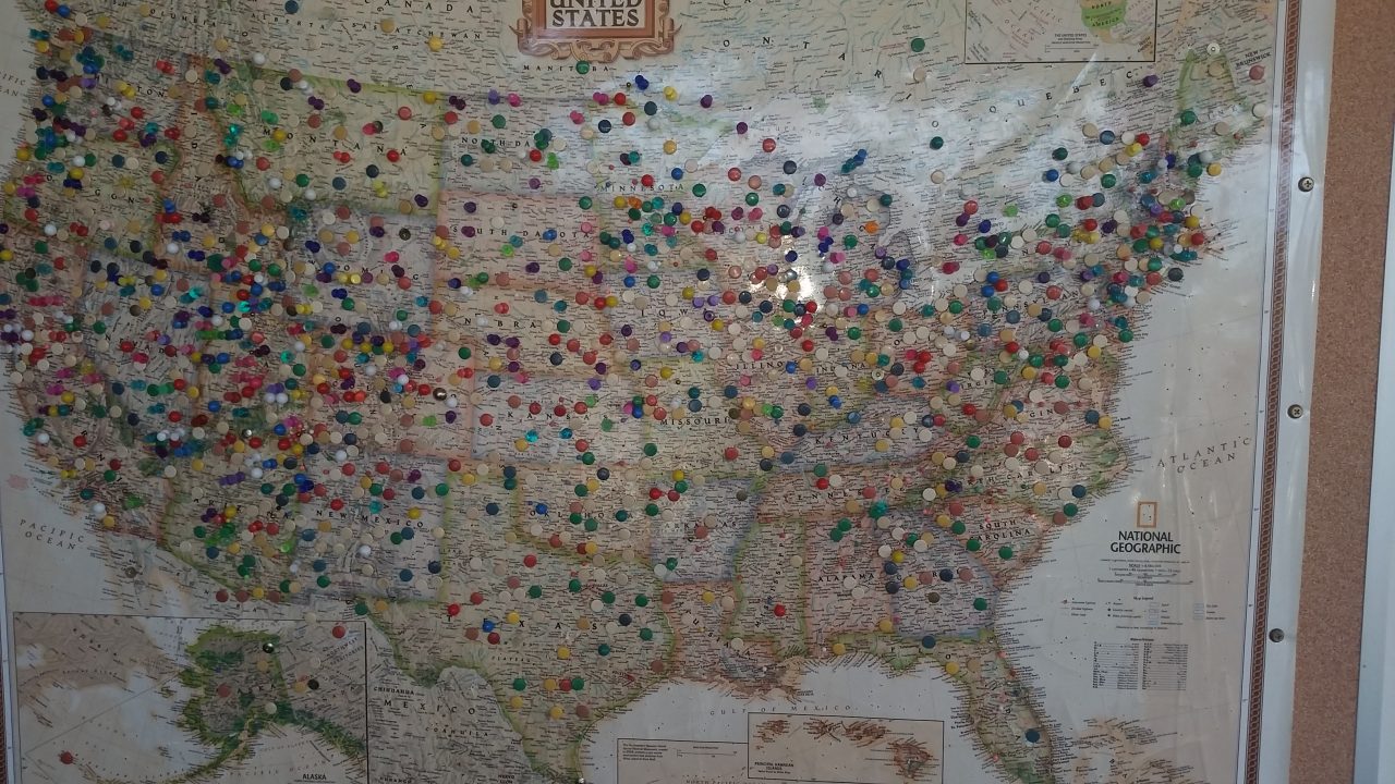 Visitor map at the Patio Drive-In restaurant