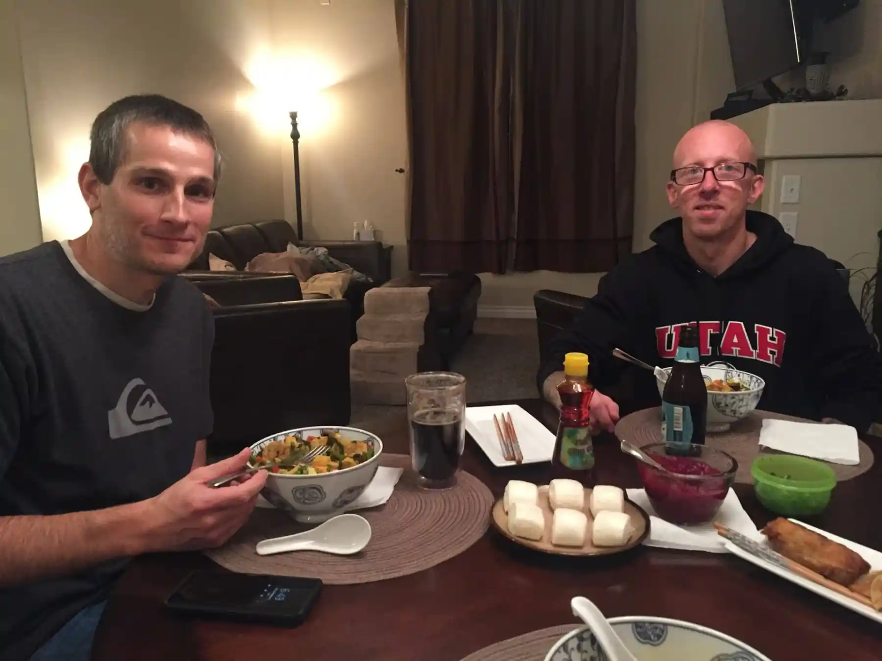 Keith and Randy enjoying the Thanksgiving meal together