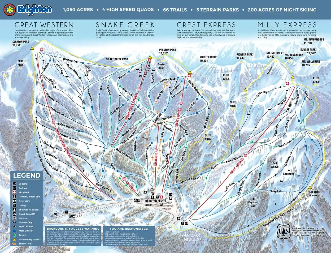 Brighton Ski Resort trail map