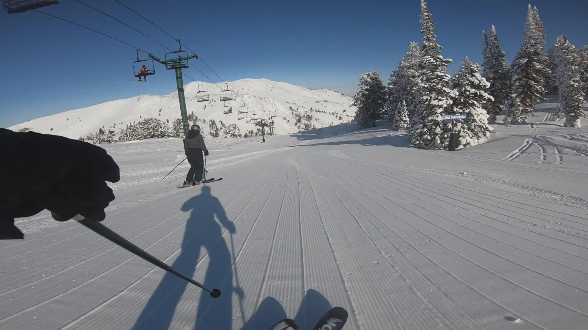 Ripping down some milky-smooth groomers at Powder Mountain