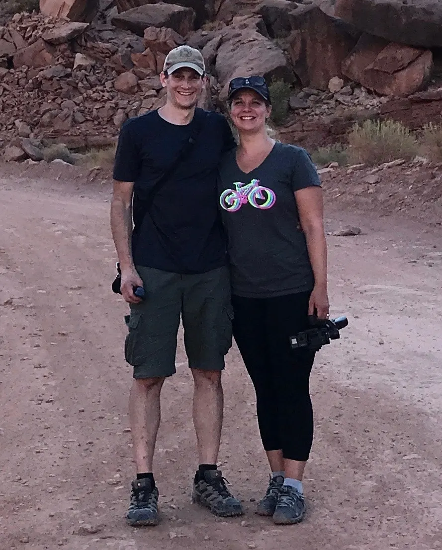 Lindsey is wearing one of her favorite hiking and biking shirts