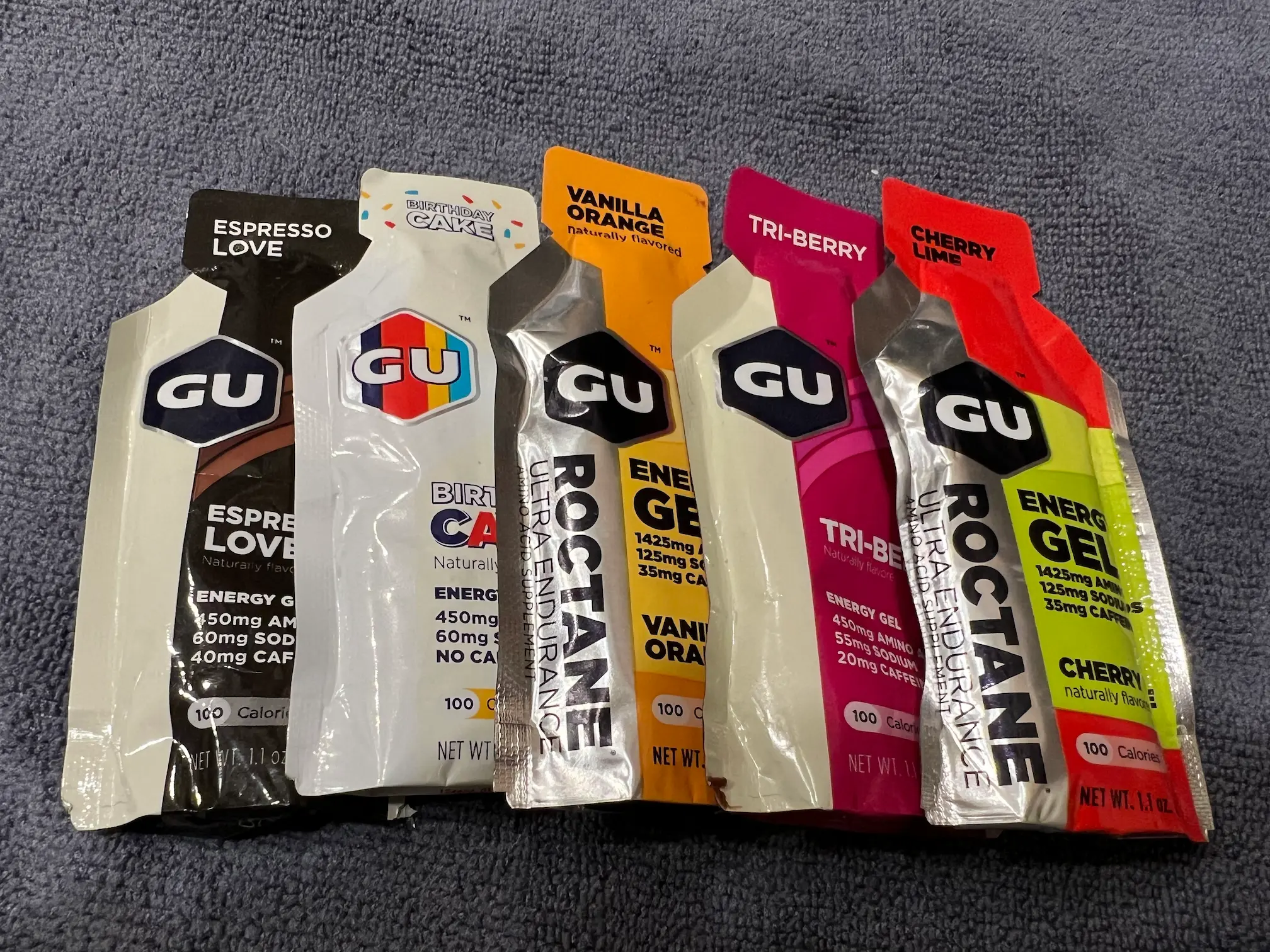 I carried these five packs of Gu Energy Gels during the gravel race.