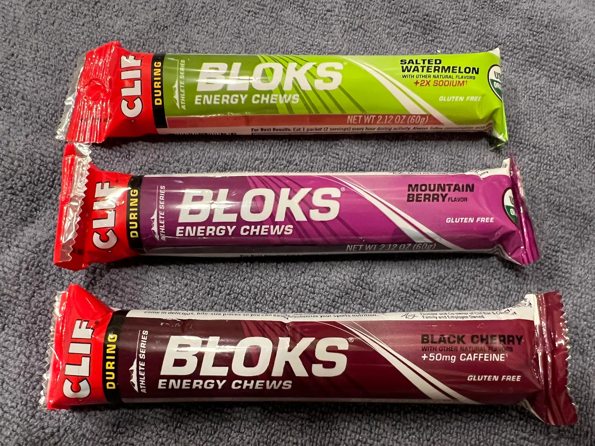 I carried these three packs of Clif Bloks during the gravel race.