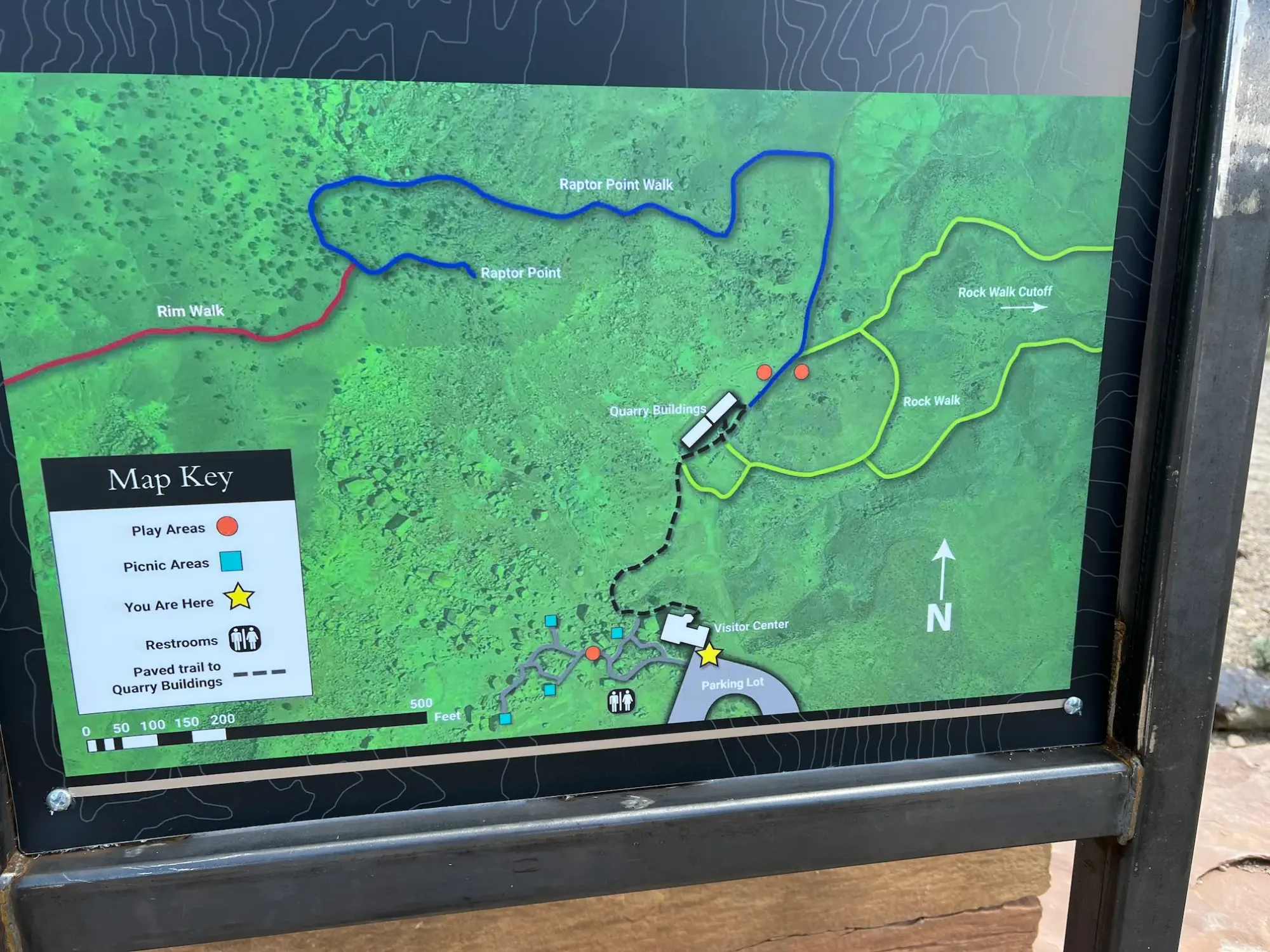 Map of the hiking trails at Jurassic National Monument