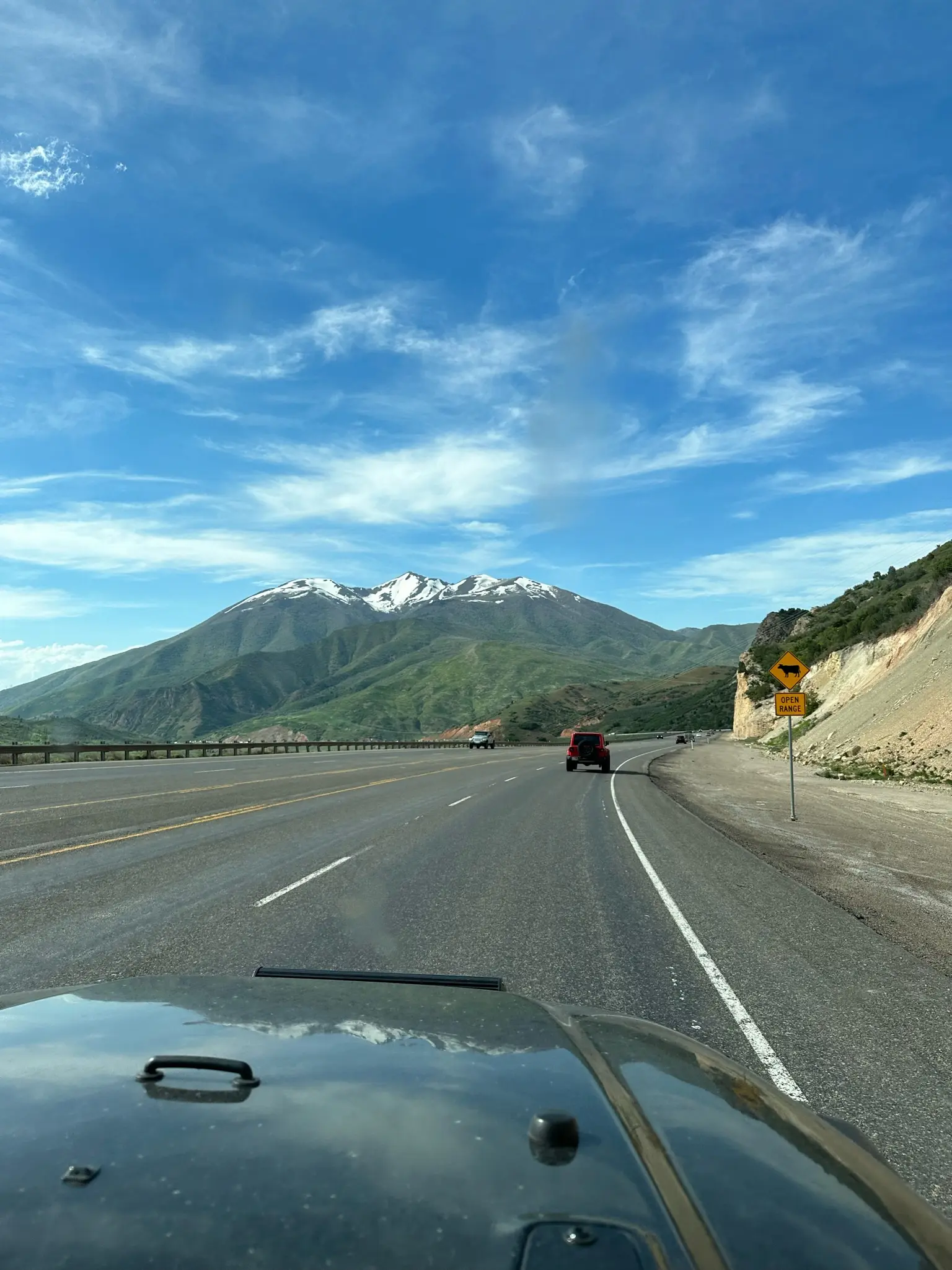 Driving home along scenic Highway 6 in our Jeep