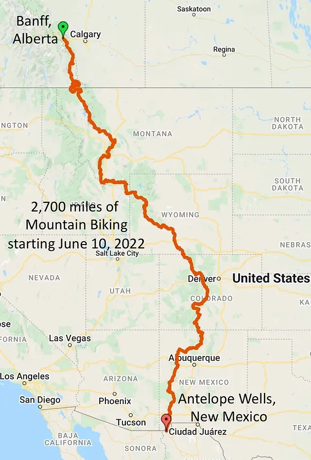 Map of the Great Divide Mountain Bike Route (GDMBR) (Source: choosingtosee.org)
