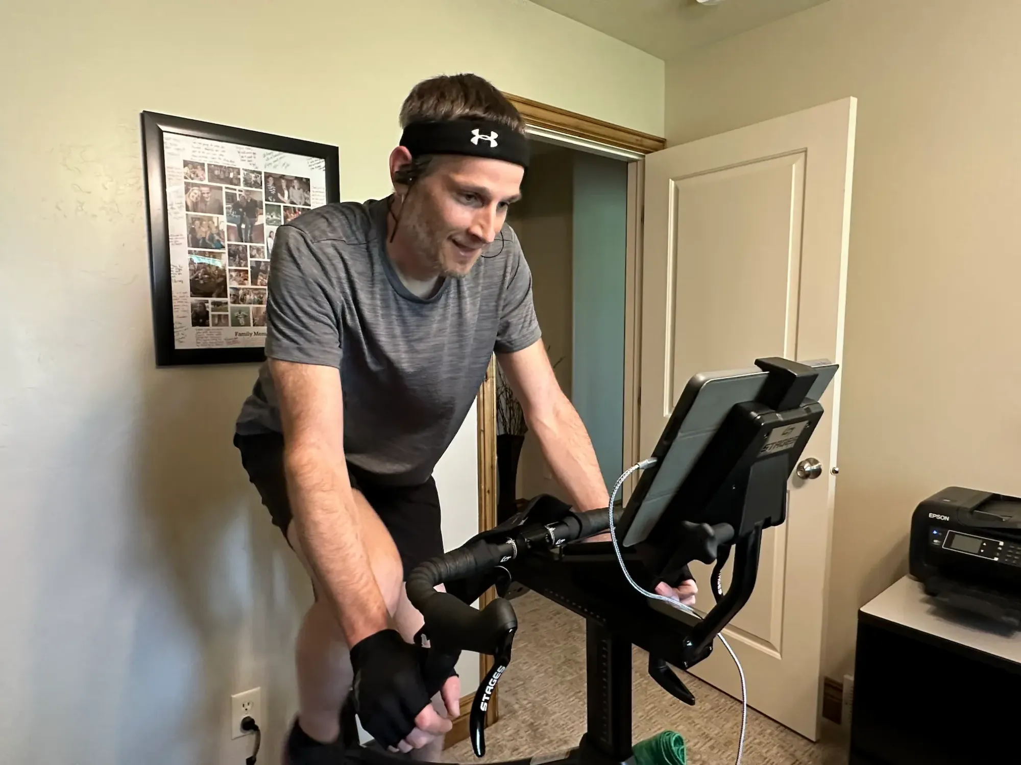 Keith is training hard on his Stages SB20 Smart Bike indoor trainer