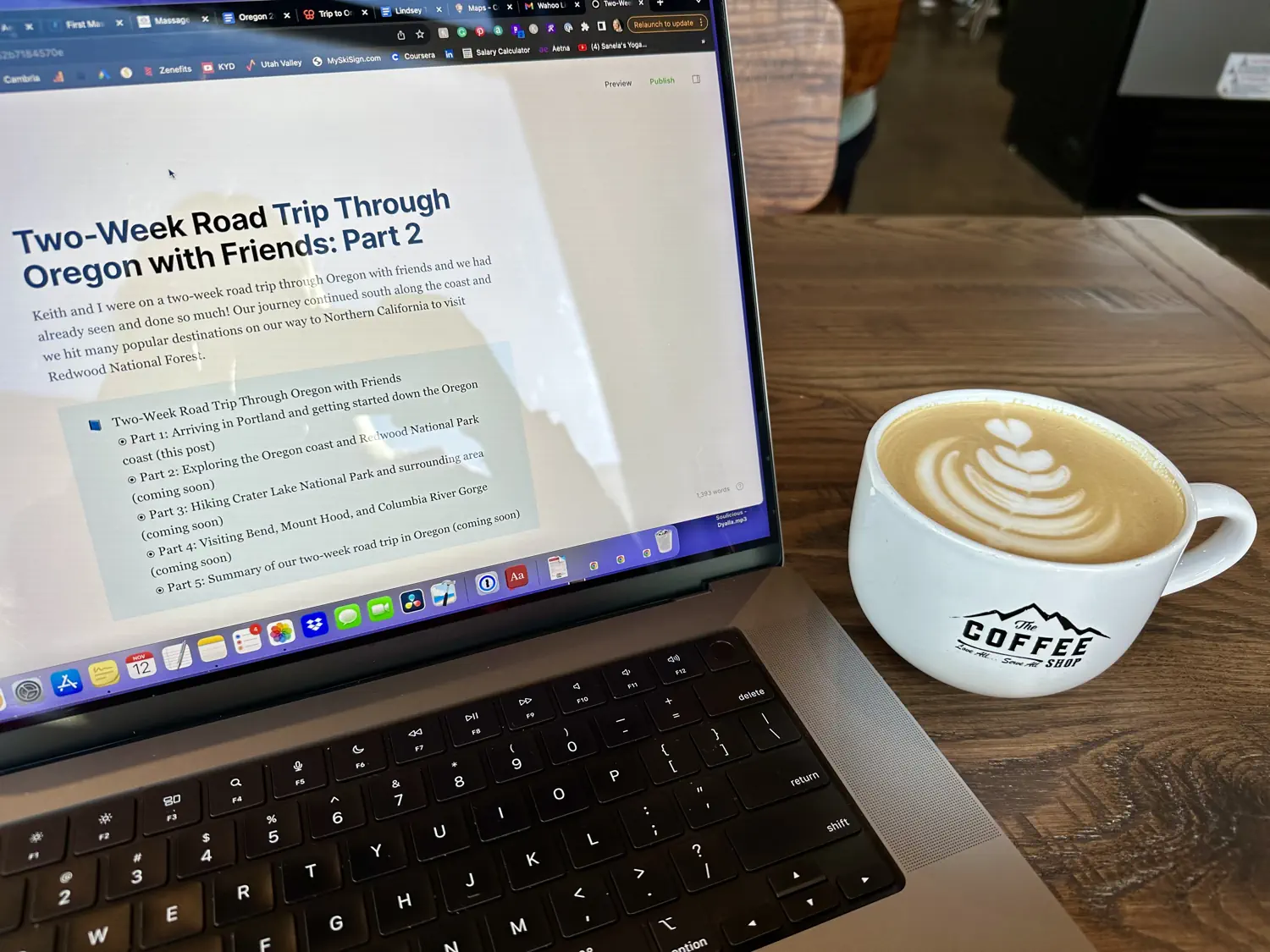 Lindsey is working on a blog post from The Coffee Shop in American Fork, UT
