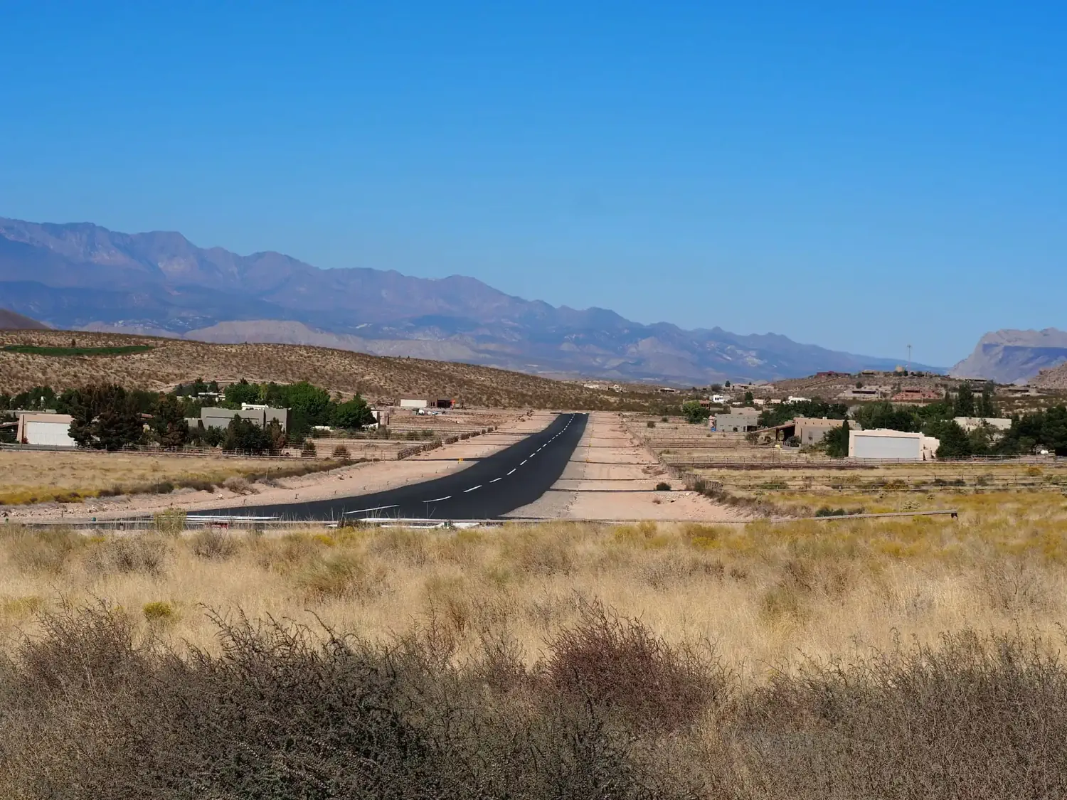 This neighborhood is built around a shared airstrip