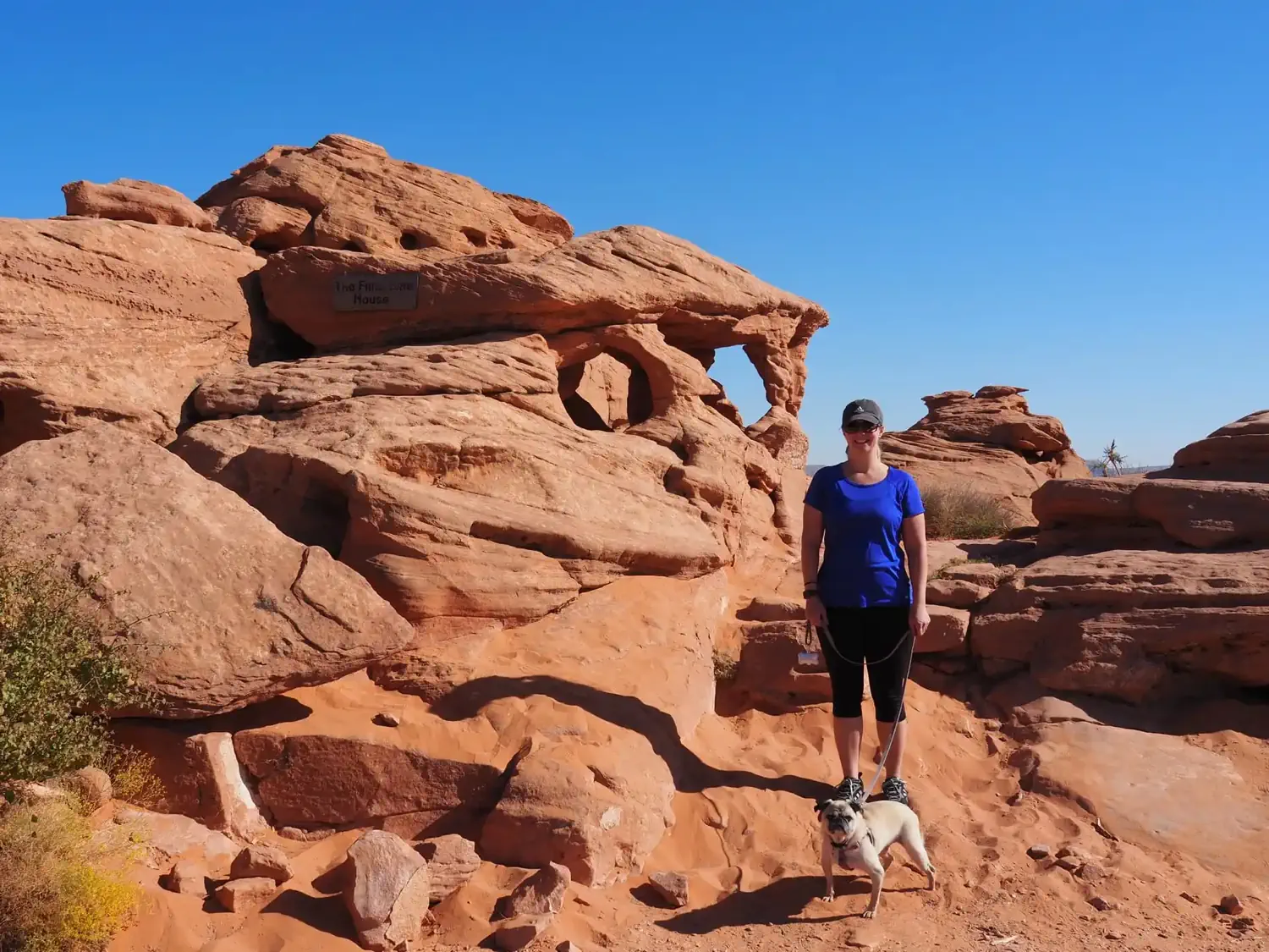 Lindsey and Lexi are exploring the Flintstone House rock formation