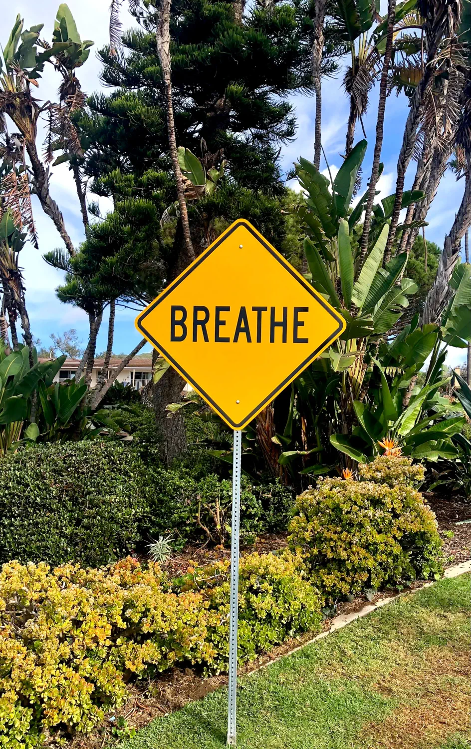 "Breathe" road sign (Photo by Bob Osias / Unsplash)