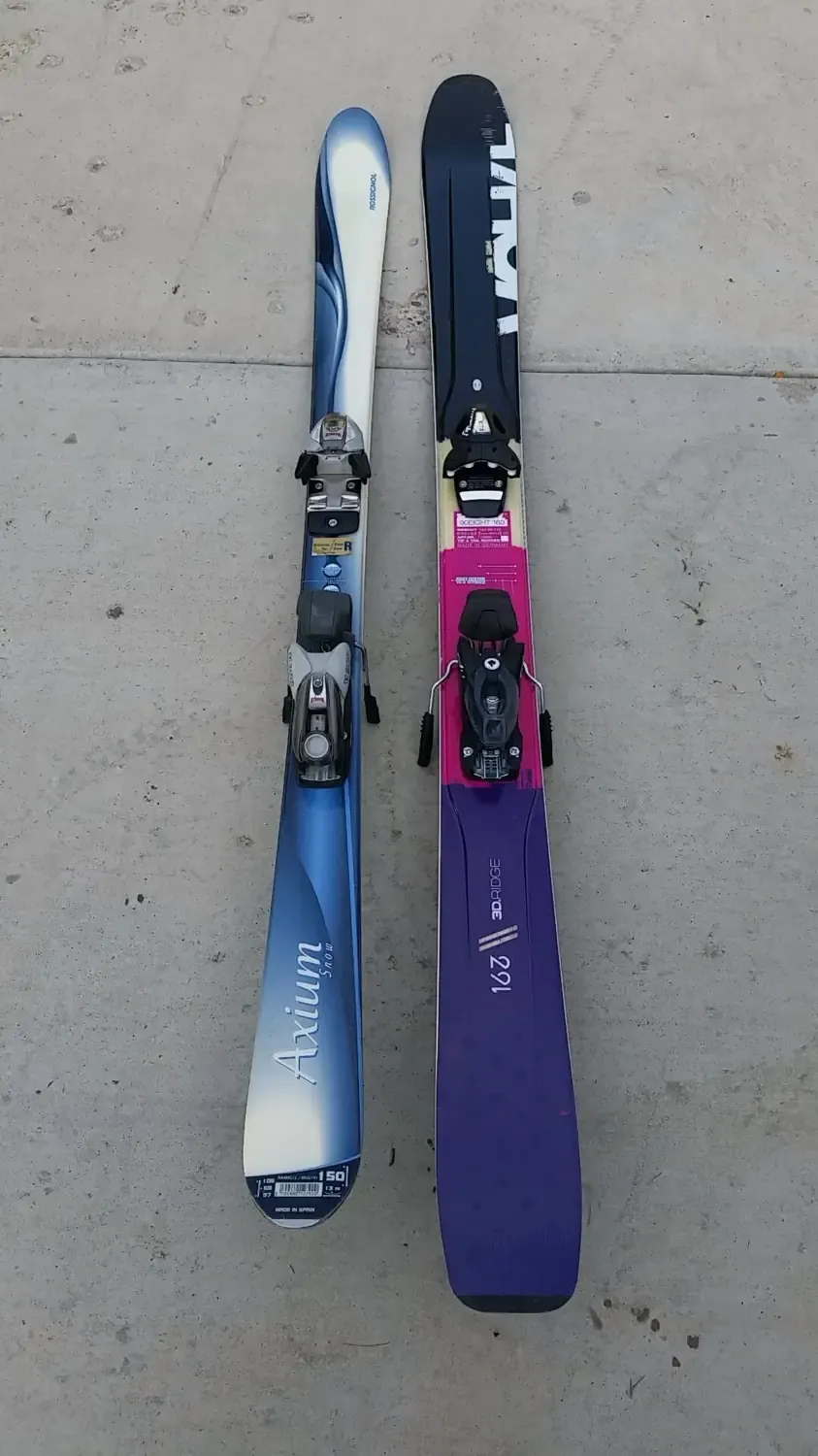 Lindsey's old (left) vs new (right) skis
