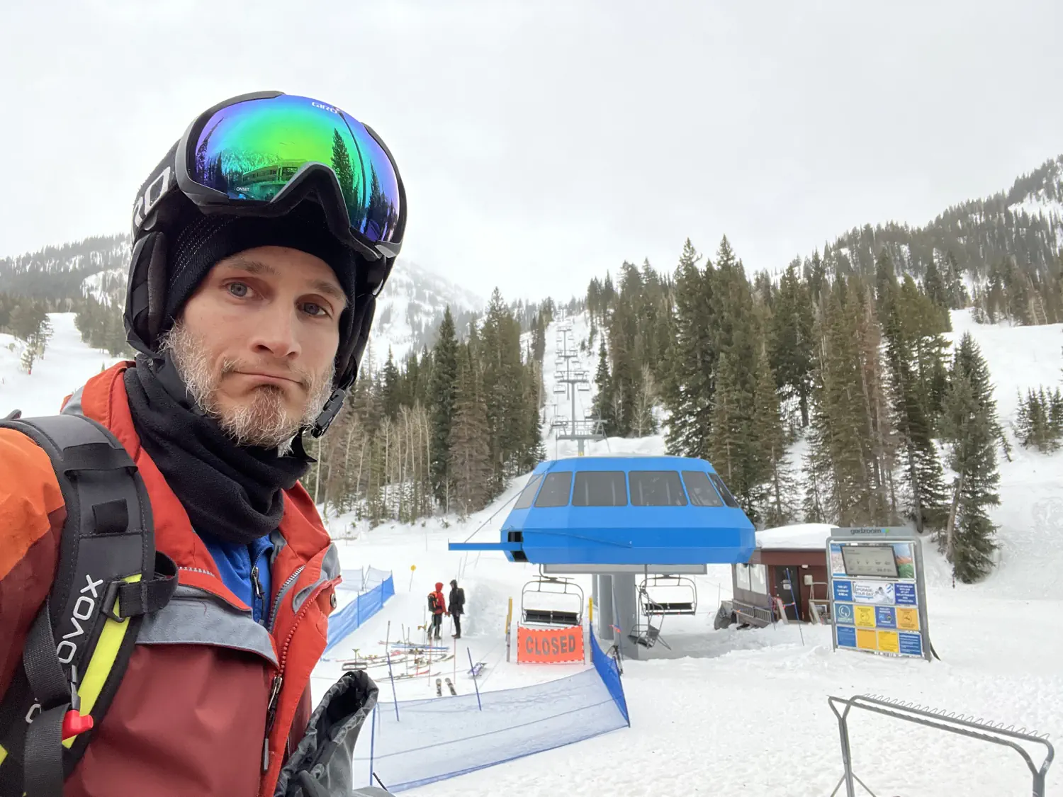 Keith is patiently waiting to see if the Gadzoom lift will open at Snowbird