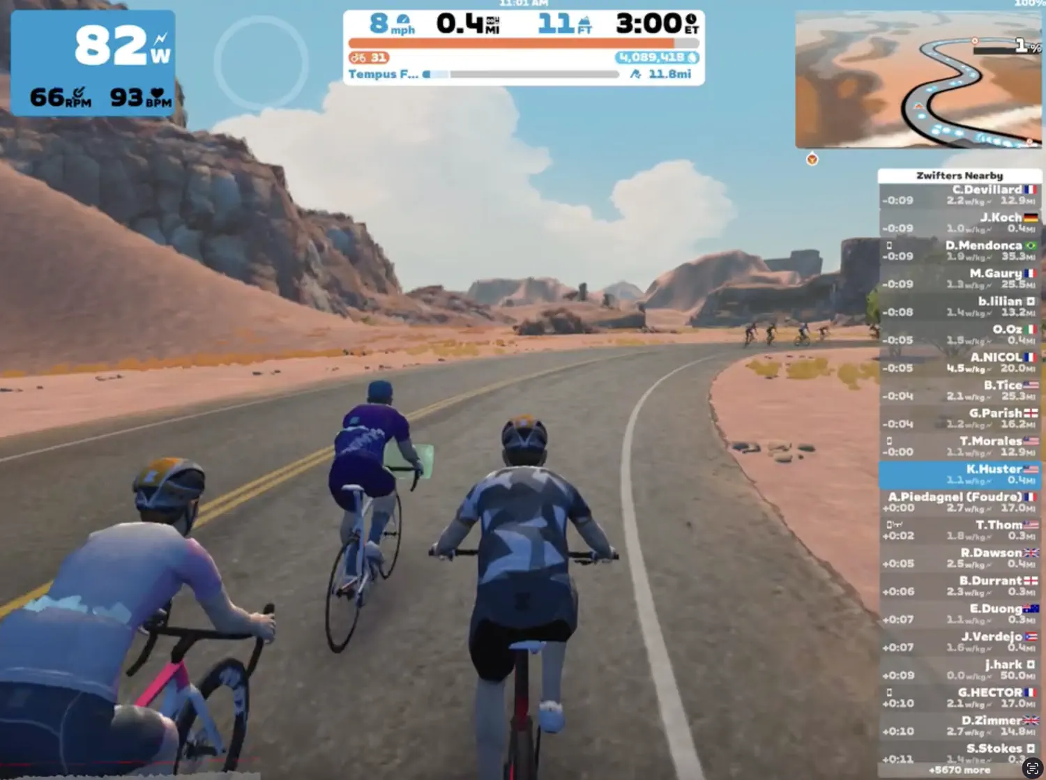 Keith is completing a 30-minute training ride on Zwift