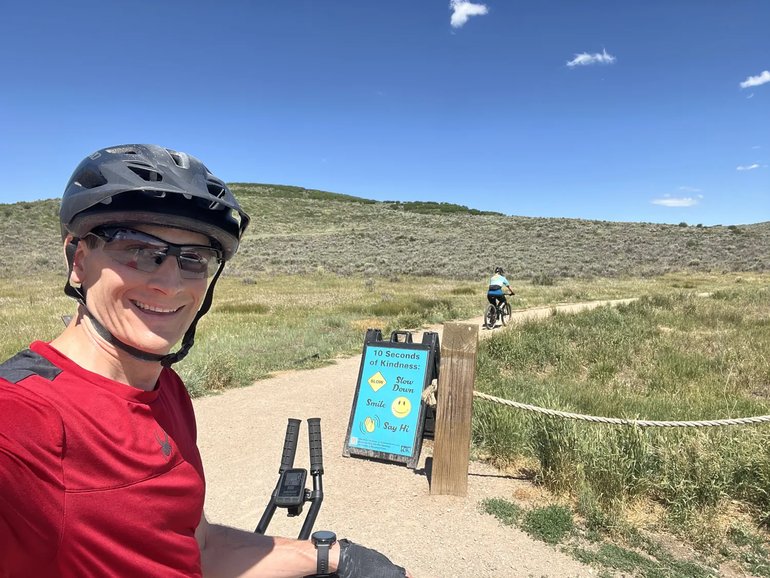 Keith and Lindsey are starting their MTB route along the Round Valley trail system in Park City, UT