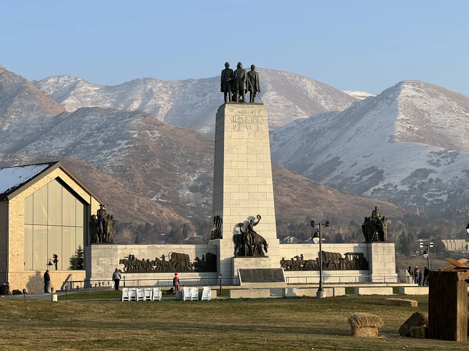 A monument to the founding Mormon pioneers at the This Is The Place Heritage Park