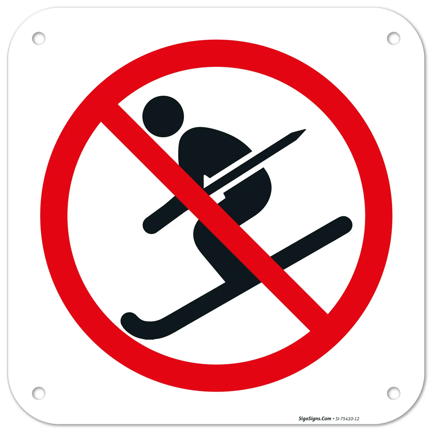 A sign depicting "no skiing" (source: signsosigns.com)