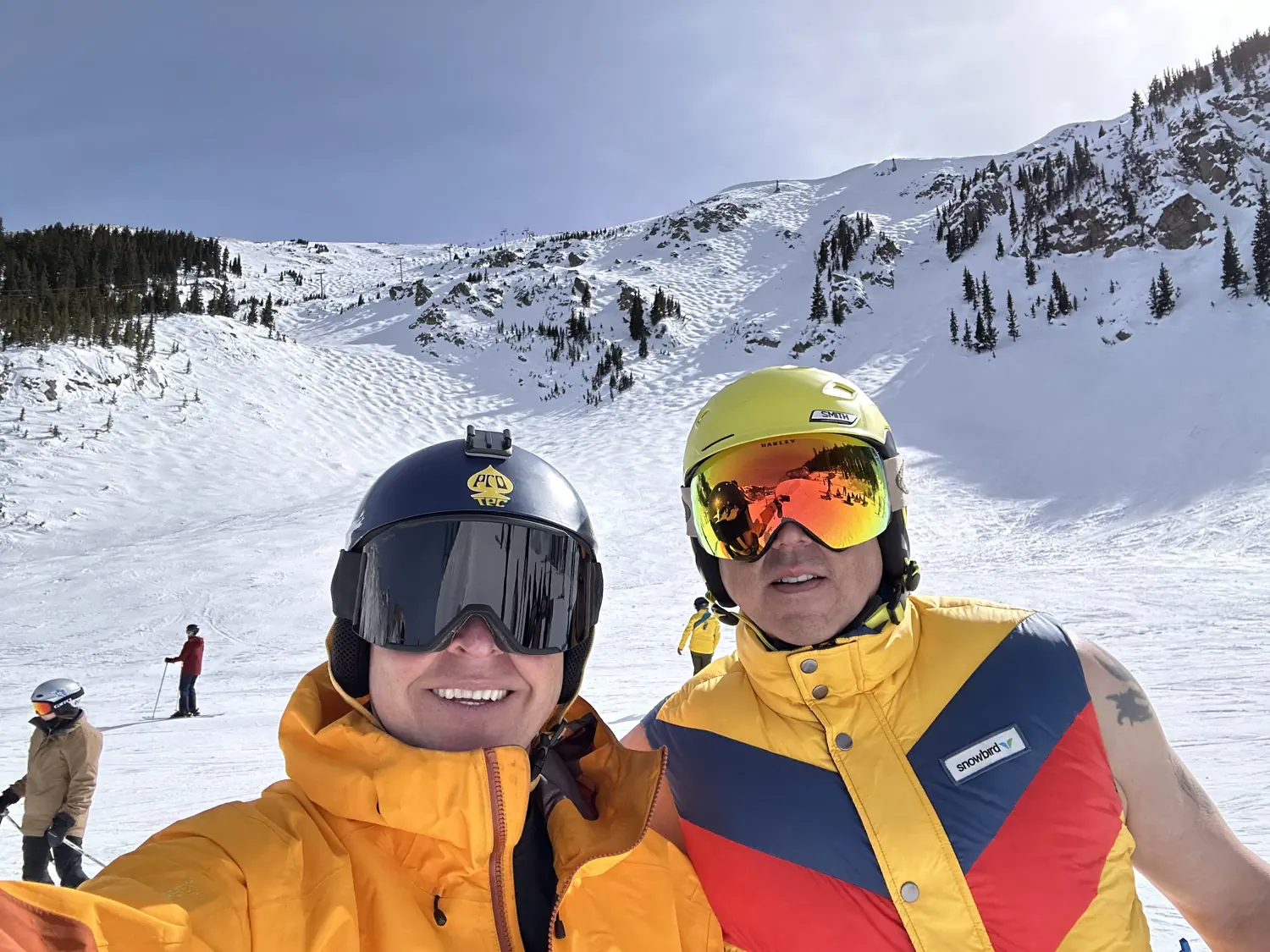 Our friends Chris and Doug taking a selfie at Taos ski resort (Feb 2024)