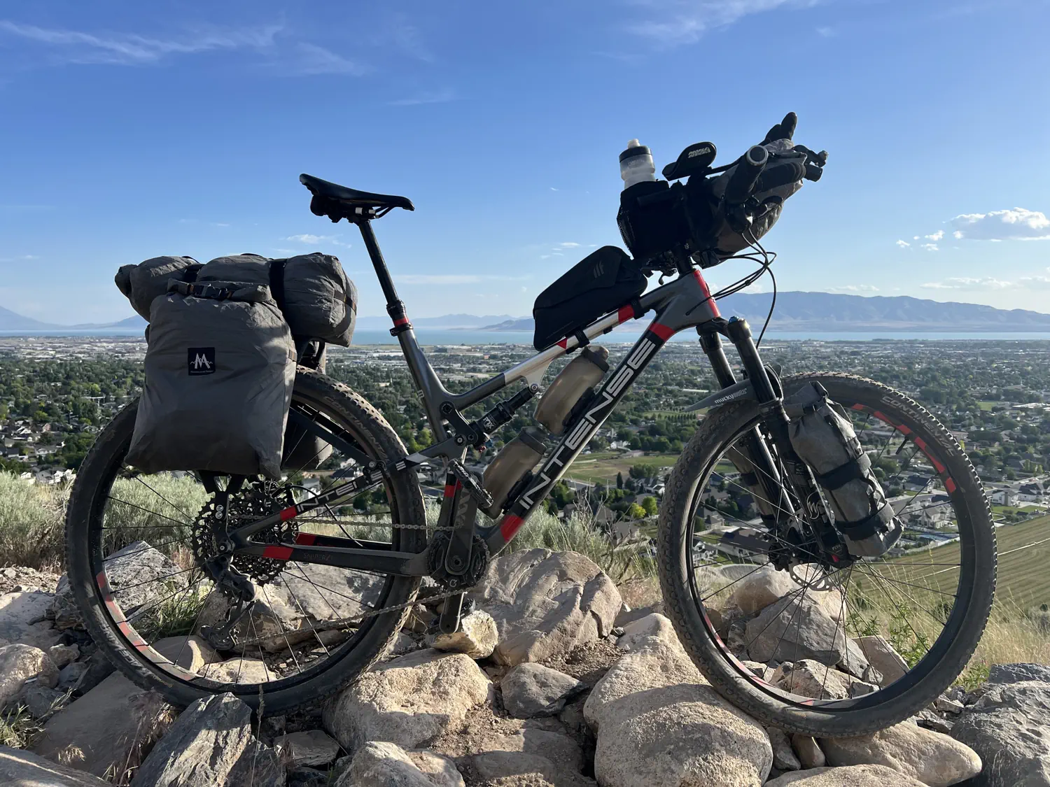 Keith's 2021 Intense Sniper T is loaded with bikepacking bags for the 2025 Tour Divide race
