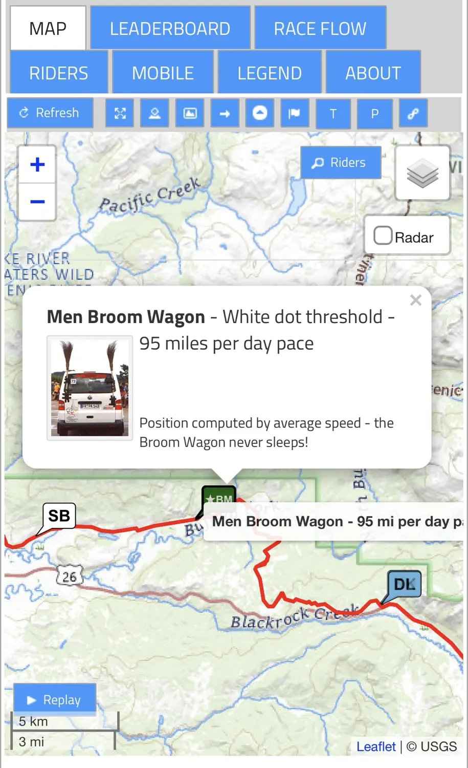 The 2025 Tour Divide "Broom Wagon" sweeps racers off who are too slow!