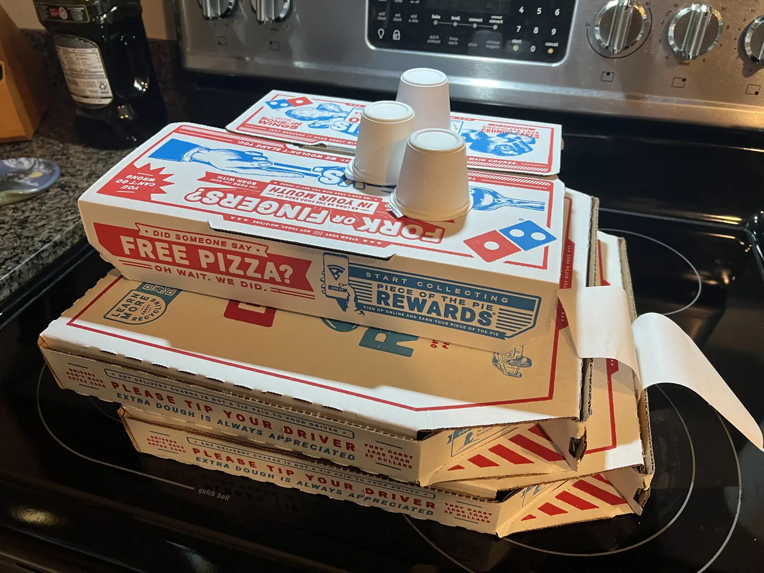 Keith ordered a lot of Domino's Pizza this week! 🍕🍕🍕