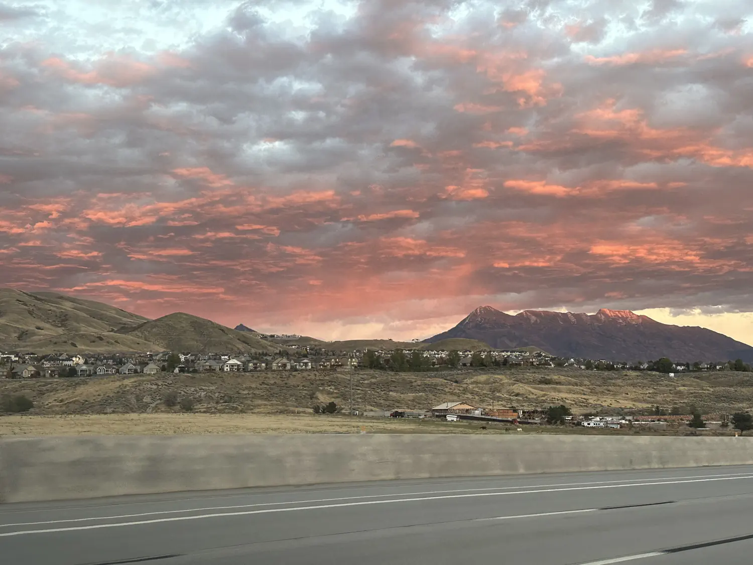 An amazing sunset over Mount Timpanogos on our drive home