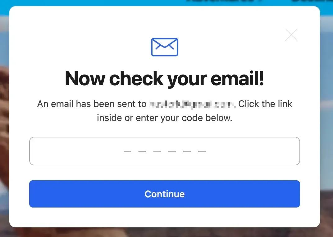 Example of the new one-time code entry form shown during the login process