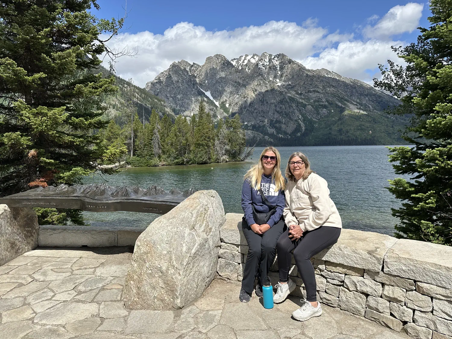 Lindsey and her mom at Jenny Lake, before taking the shuttle to hike