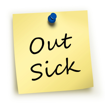 "Out Sick" written on a virtual post-it note (source: LinkedIn.com)