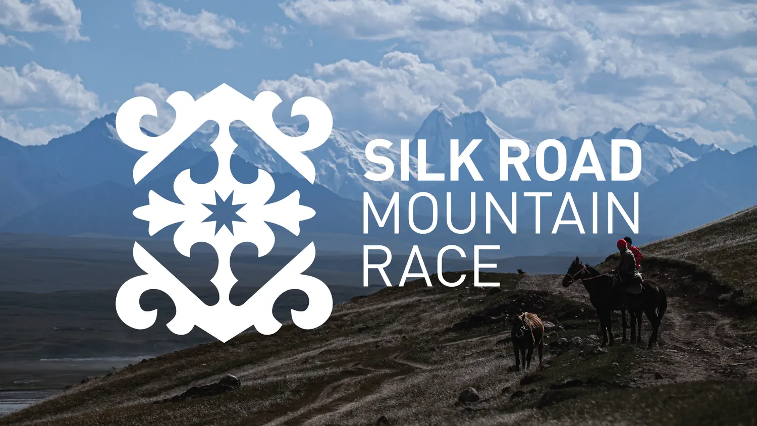 The Silk Road Mountain Race logo with Kyrgyzstan as the backdrop 