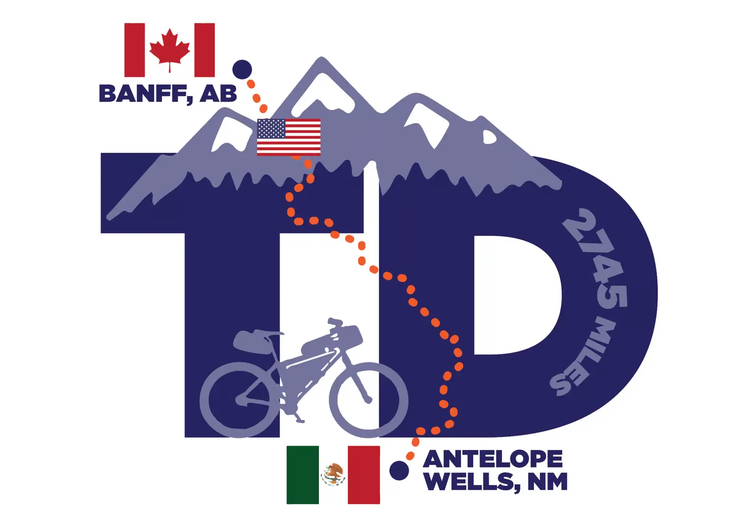 The Tour Divide race logo from Banff, AB to Antelope Wells, NM
