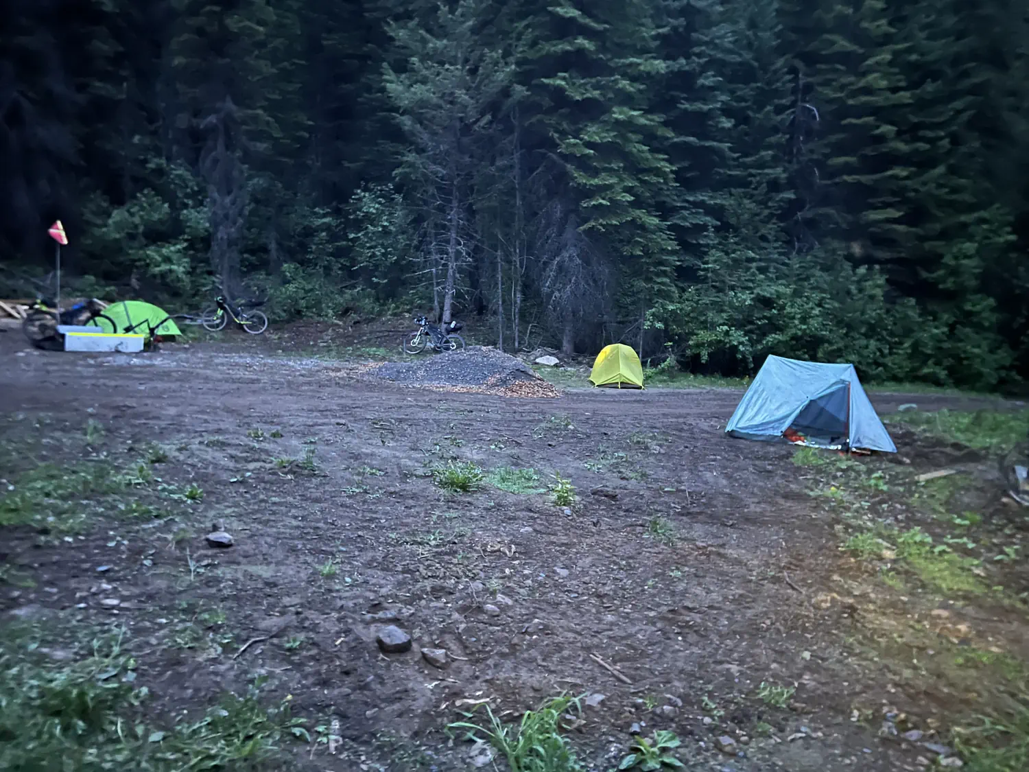 Early morning photo of some of the other racers' tents and bivy sacks as I was preparing to ascend Koko Claims
