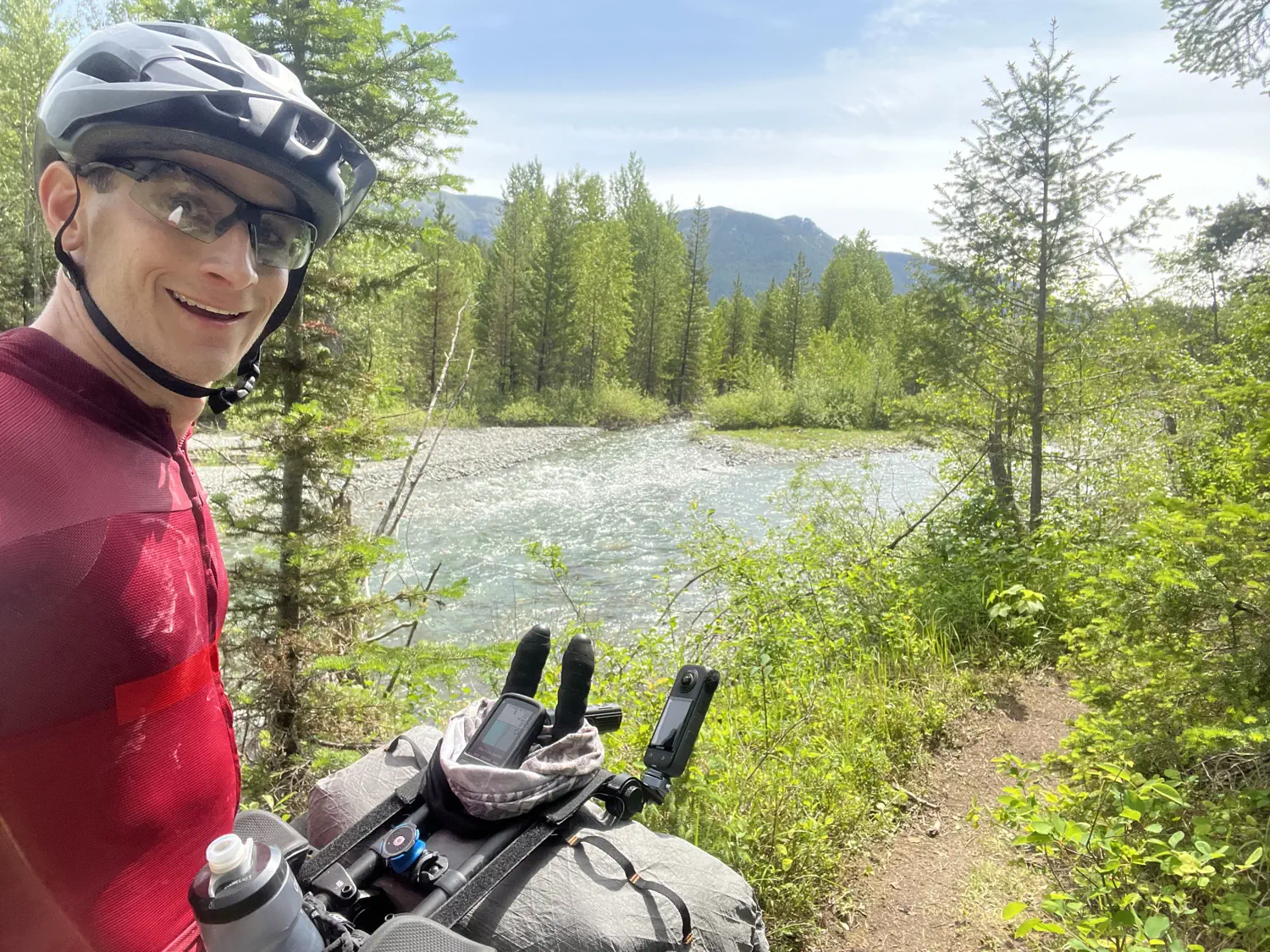Keith is at the rivers edge, approaching "The Wall"