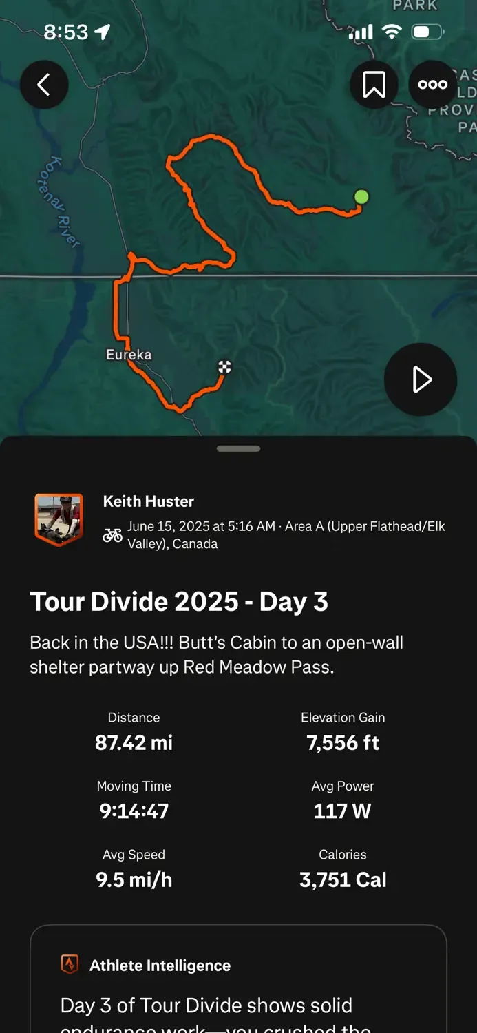 Strava Ride Log - 2025 Tour Divide (Day 3)