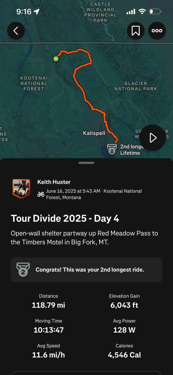Strava Ride Log - 2025 Tour Divide (Day 4)