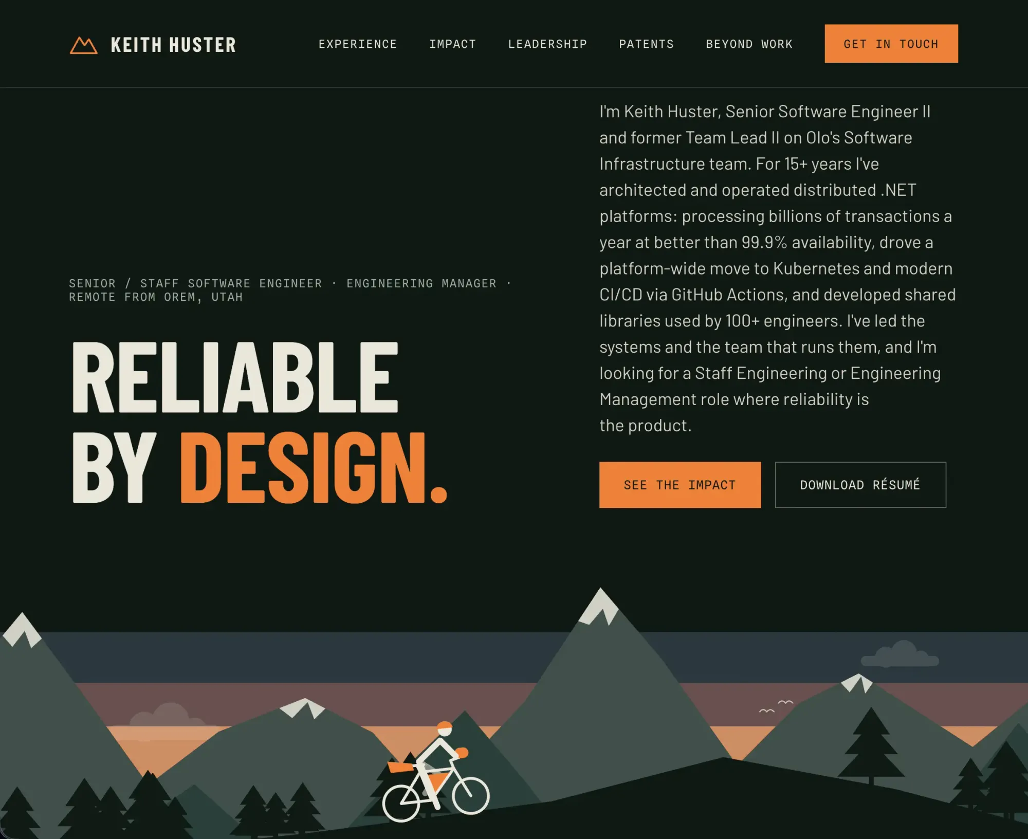 Screenshot of Keith's updated personal portfolio website (keithhuster.com)